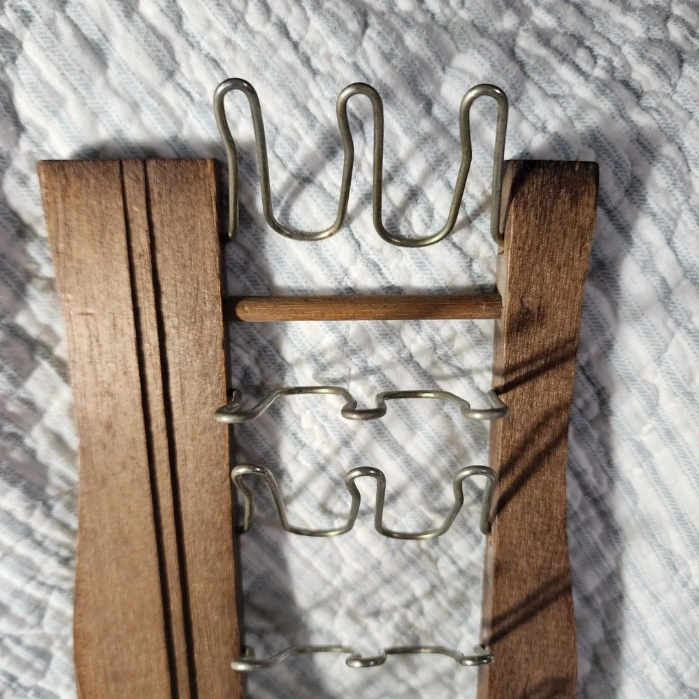 Vintage Wooden Tie Rack Wall Mount Organizer Scarf Belt Holder Mid Century Style